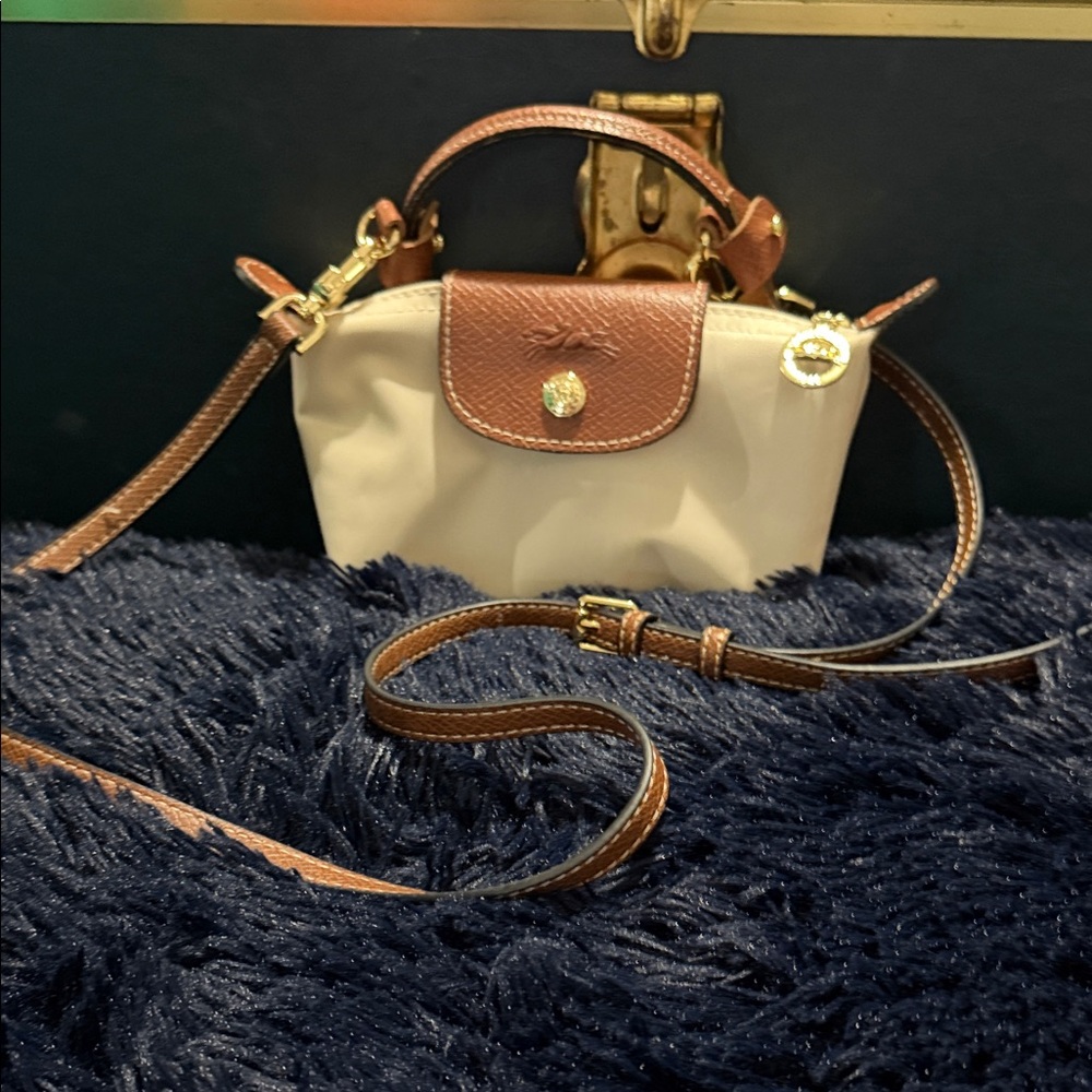 Longchamp mini White and Brown Women's Bag